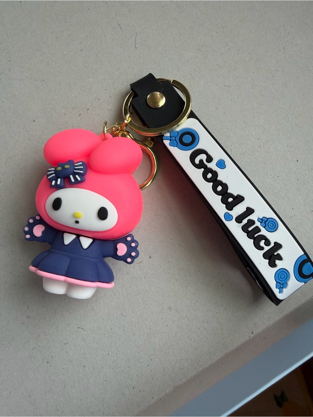 Hello Kitty Pink and Navy Good Luck Keychain / Purse Charm